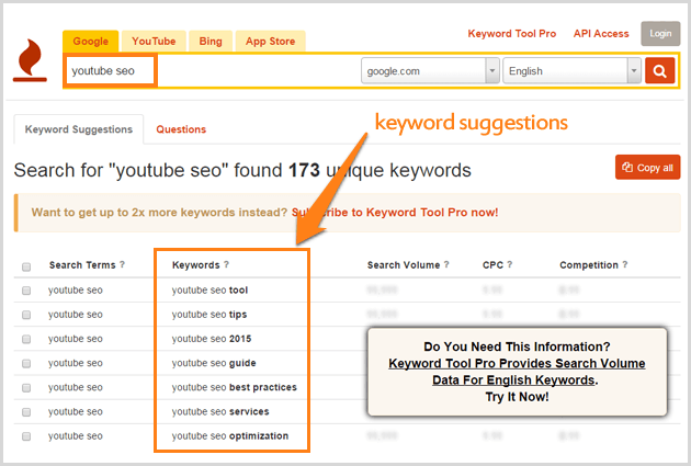 Keyword tool.io (Free)