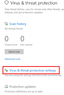 Virus & Threat Protection Settings