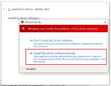 Install this driver software anyway