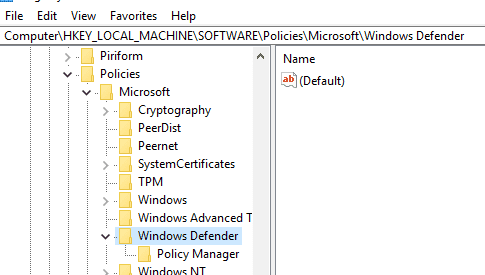 How to turn on Windows Defender through Regedit