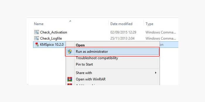 Activation of Windows 8 with KMSPico