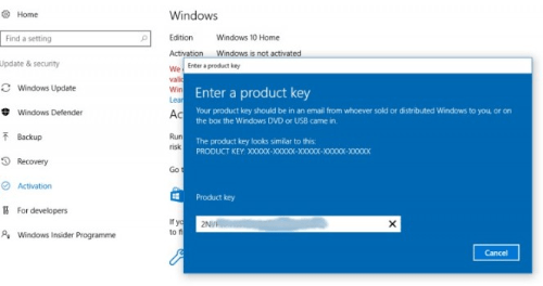 Press "change product key "