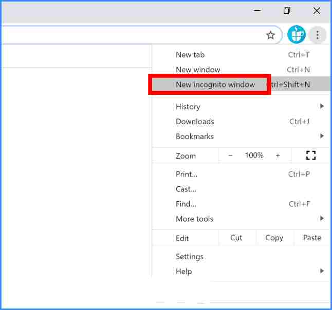 Browsing through Incognito mode (private browsing)