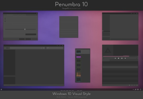 Penumbra 10 - Cool Black Theme for Windows 10
