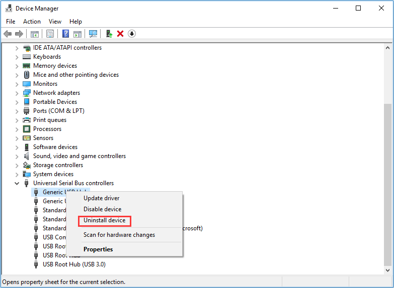 Reinstall the USB Controller to Fix Error 0x800703ee