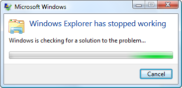 Windows Explorer has stopped working SOLVED