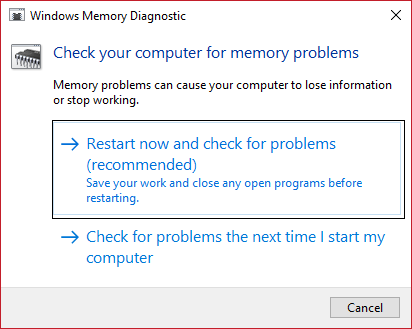 run windows memory diagnostic 1