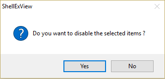 select yes when it ask do you want to disable the selected items