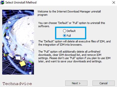 Delete IDM Through Control Panel