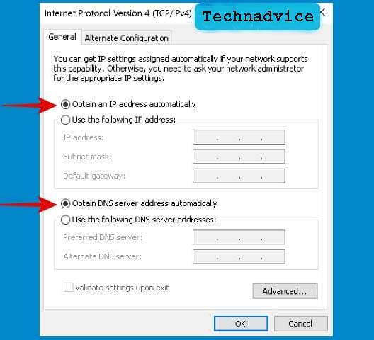 Set IP Address and DNS to automatic mode 2