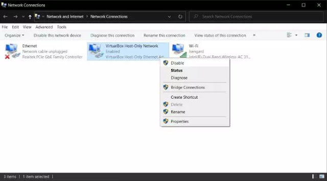 Uninstall disable virtual network adapters