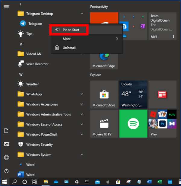 Adding applications to the Start Menu