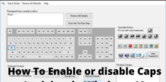 How To Enable or disable Caps Lock key in Windows 10