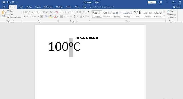 How to make a degree symbol in Microsoft Word Windows 10