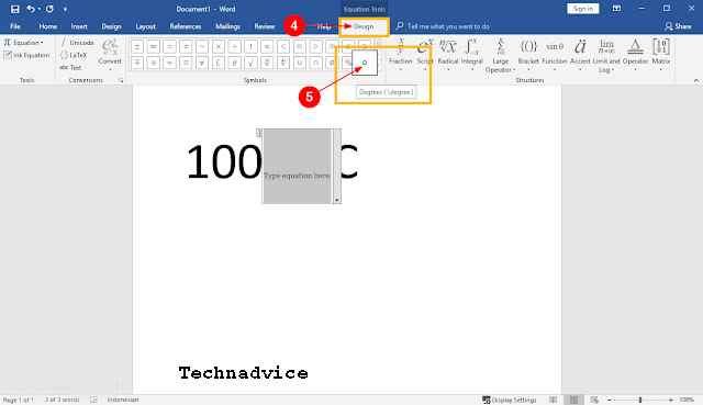 How to make a degree symbol in Microsoft Word Windows 10