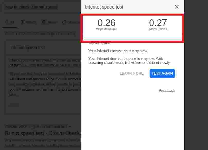 Running an Internet Speed Test