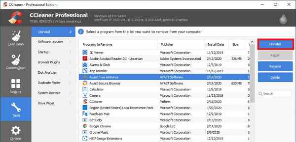 Using CCleaner
