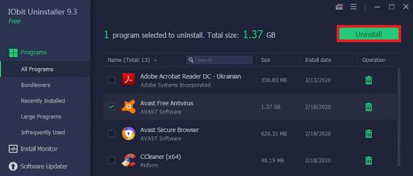 Using iObit Uninstaller