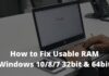 How to Fix Usable RAM Windows 1087 32bit & 64bit