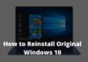 How to Reinstall Original Windows 10