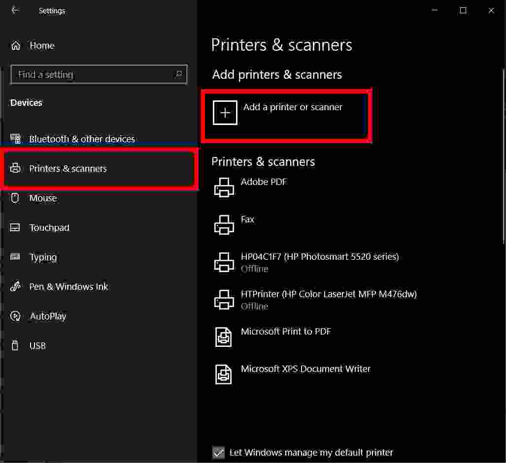 How to add a printer in Windows 10 via WiFi
