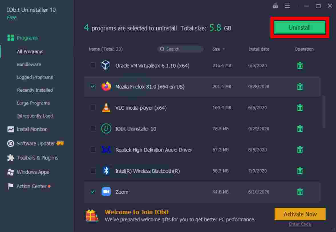 How to uninstall applications on Windows 10 using IObit