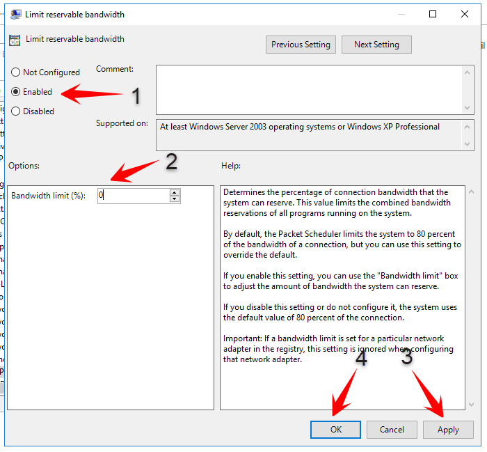Bandwidth limit