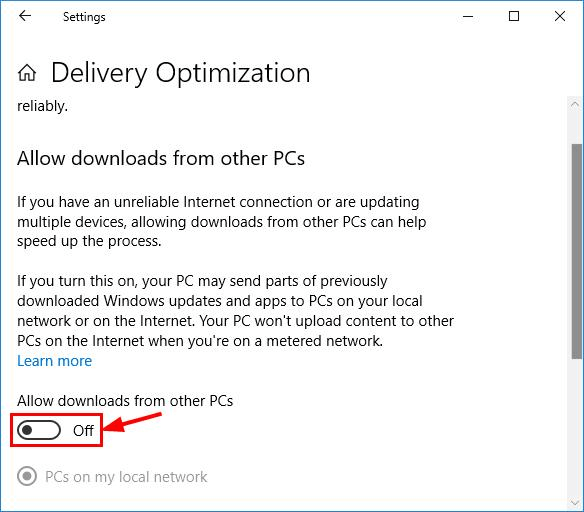 Disable Peer to Peer Updates