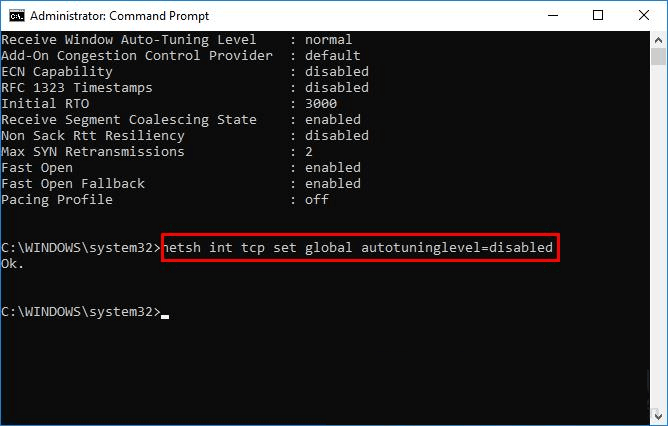 Disable Windows Auto-Tuning