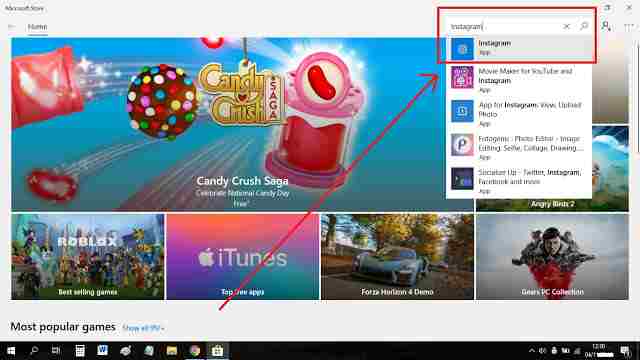 How to download the Instagram application on a Windows 10 laptop
