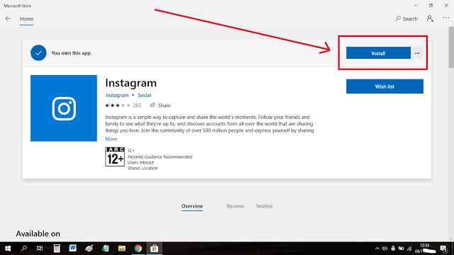 How to download the Instagram application on a Windows 10 laptop