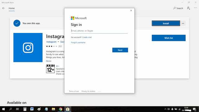 How to download the Instagram application on a Windows 10 laptop