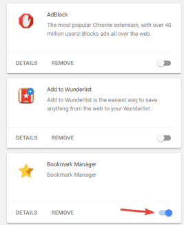 Disable extensions