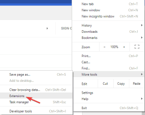 Disable extensions
