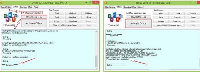 Office 2016 activation via KMS