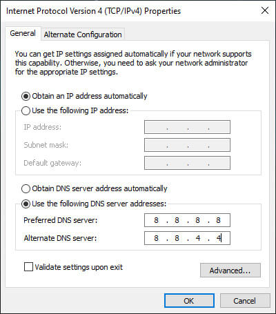 Change DNS Server Manually