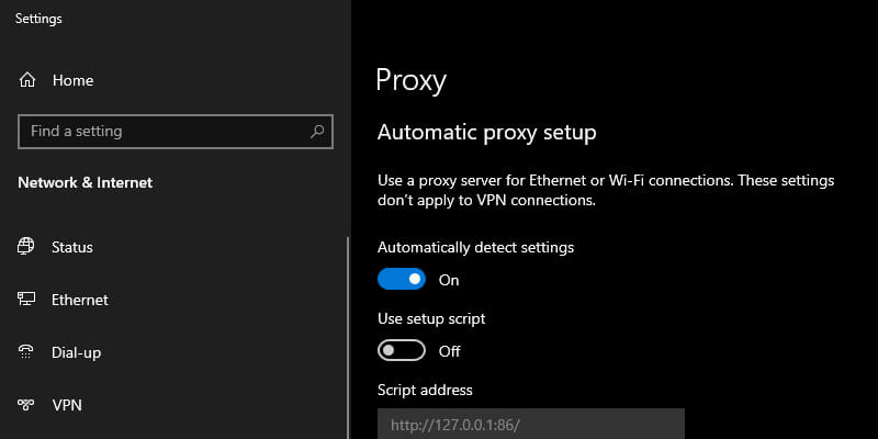 Check Proxy Settings