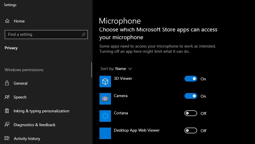 Disable Cortana Microphone Access