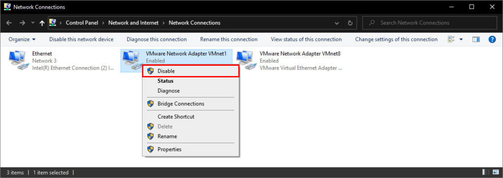 Disable Unused Network Adapters