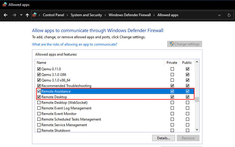 Enable Remote DesktopAssistance In Firewall
