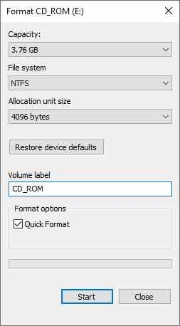 Format External Disk Drive