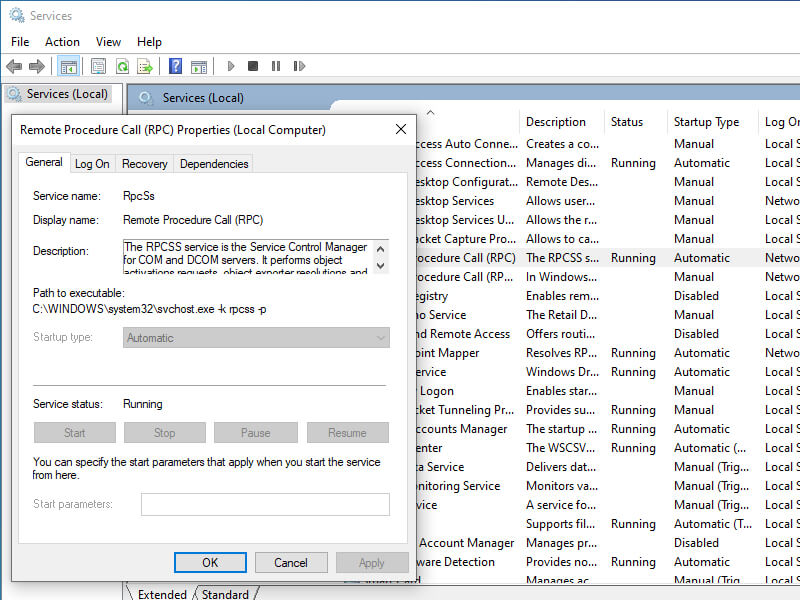 Make sure the RPC Service is running properly