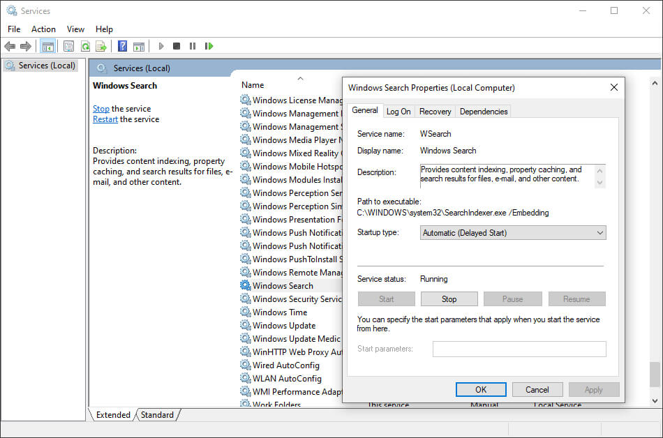 Open Windows Search Service