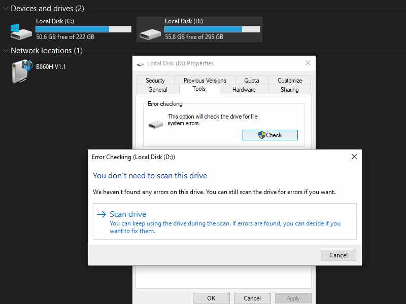 Use the Windows Error Checking Tool