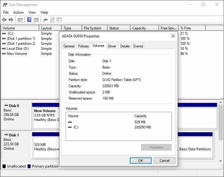 Via Disk Management