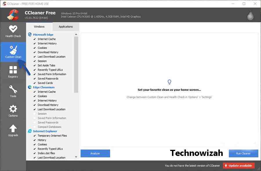Clear Cache with CCleaner