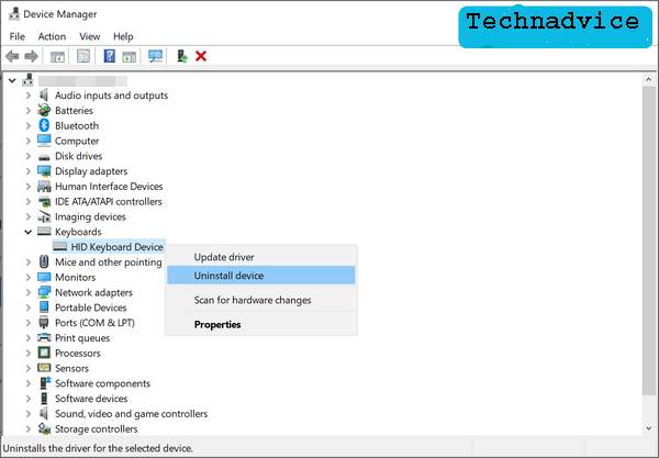 Reinstall keyboard drivers