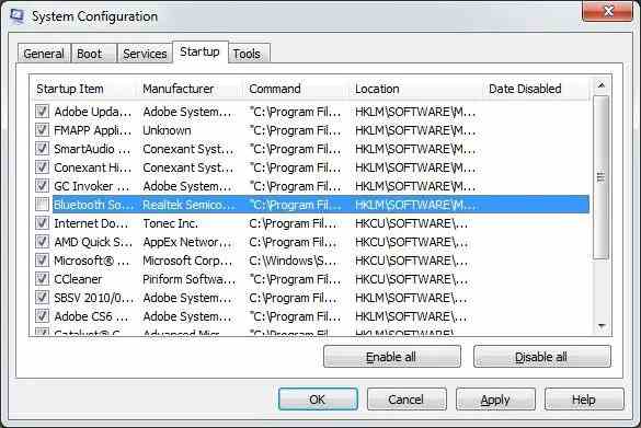Stop the Startup program from msconfig (System Configuration)
