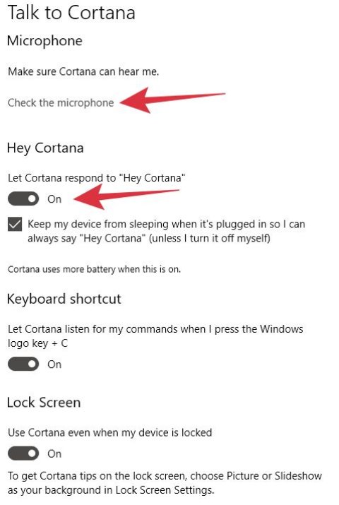 Activate the “hey Cortana” feature to be able to use voice commands