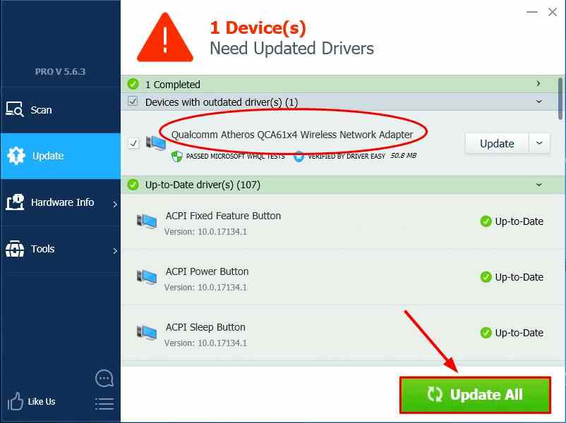 Update WiFinetwork drivers driver